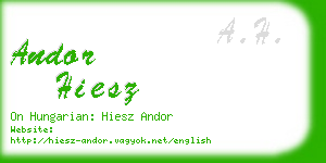 andor hiesz business card